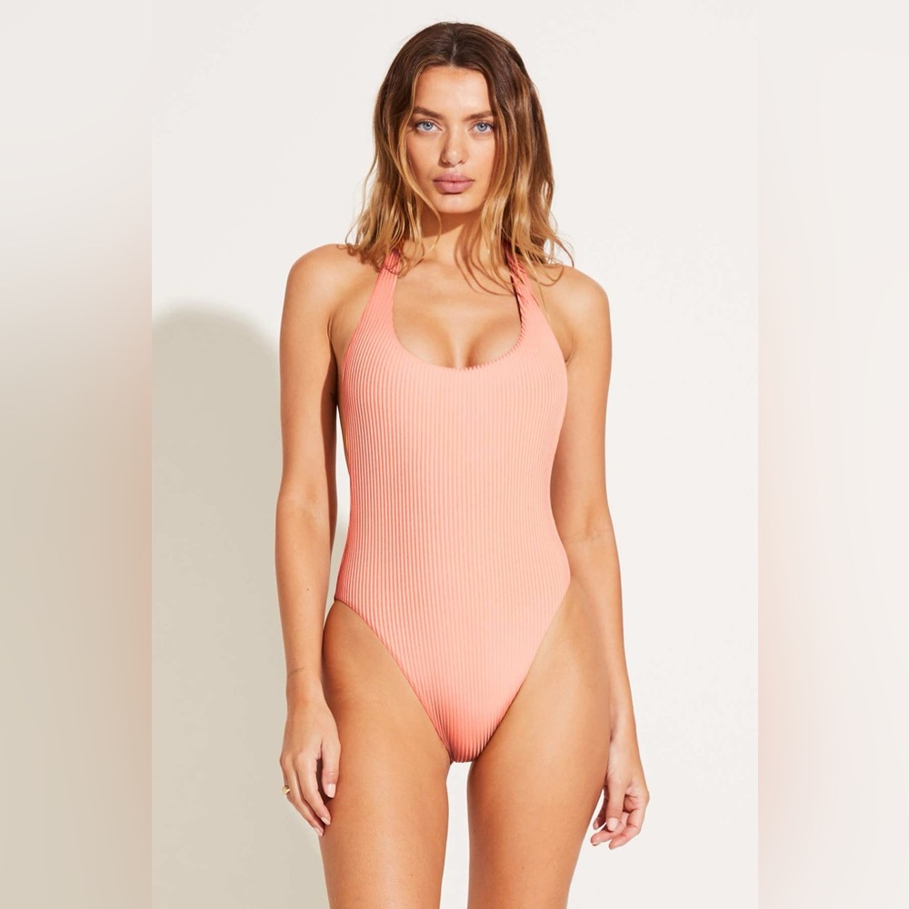 Vitamin A Alia One Piece - Pink Coral EcoRib, Size Medium, $170